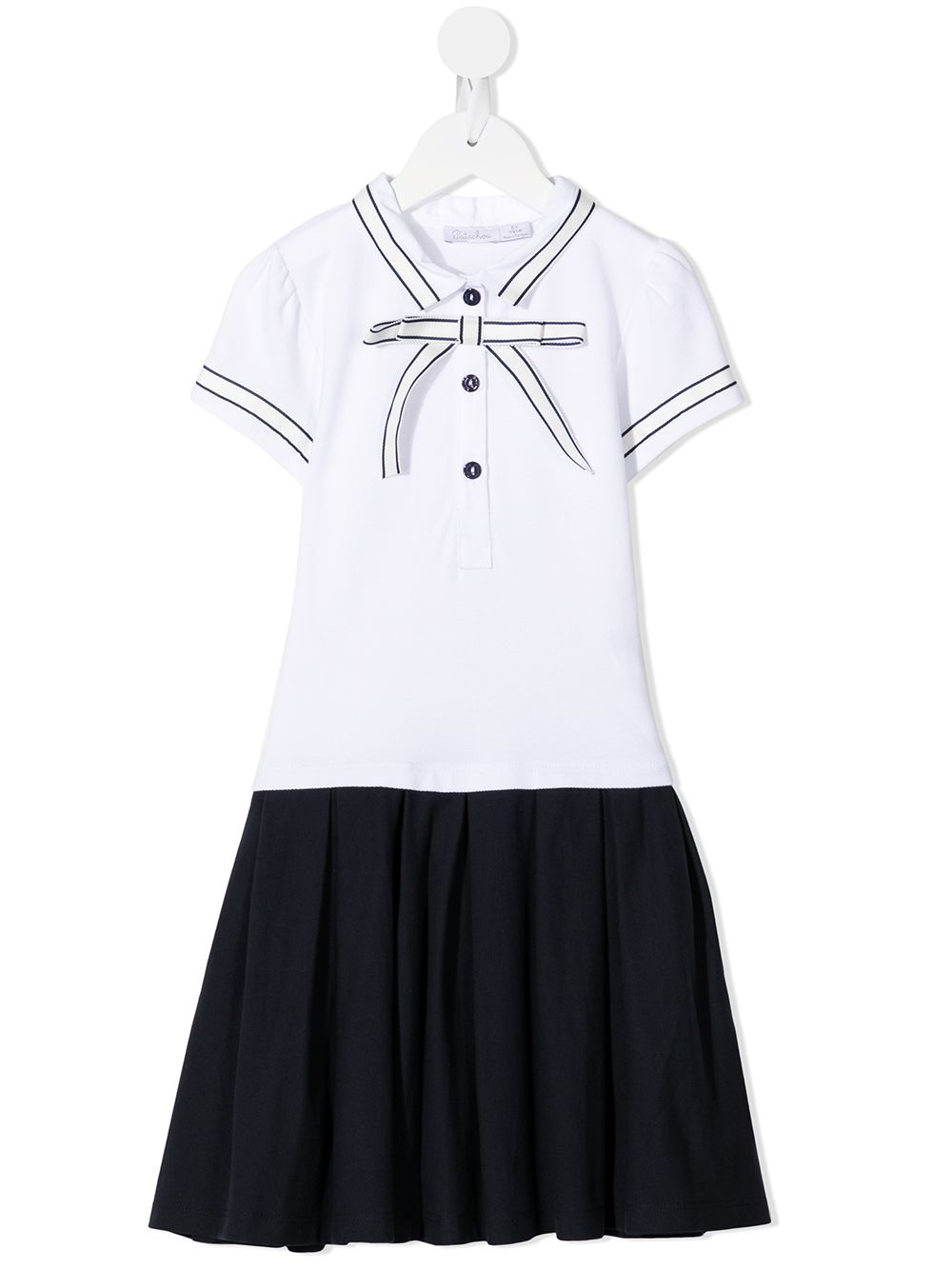 Patachou bow-detail polo-collar dress - White