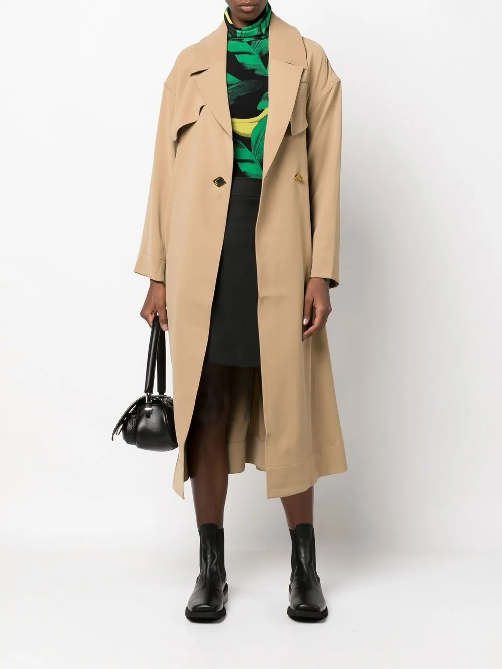 GANNI Trenchcoat met logoplakkaat - Beige