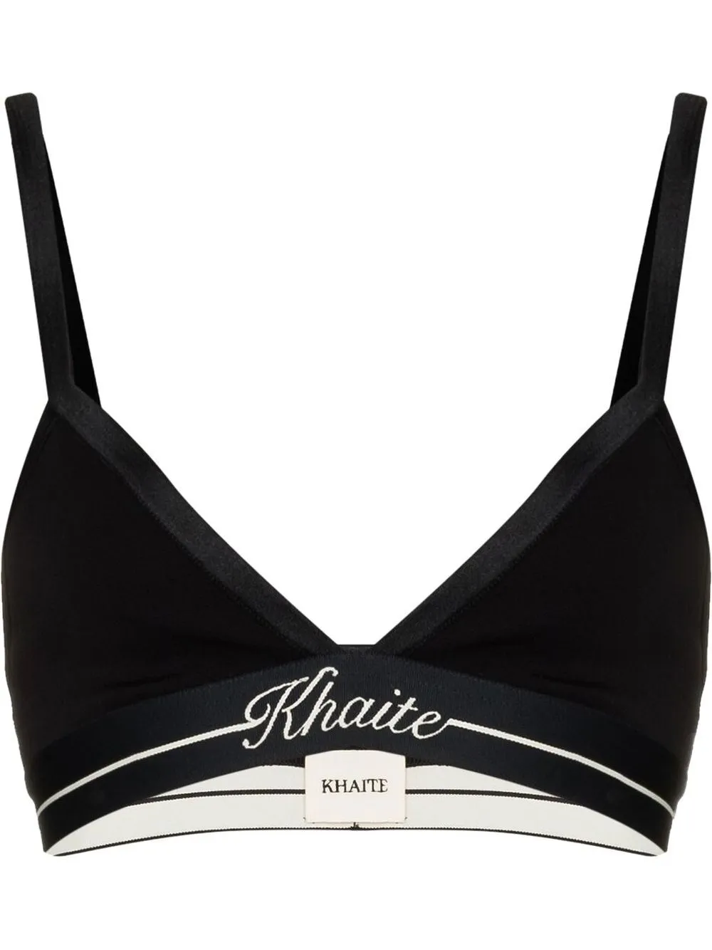 

KHAITE Marcy logo-print bralette - Black