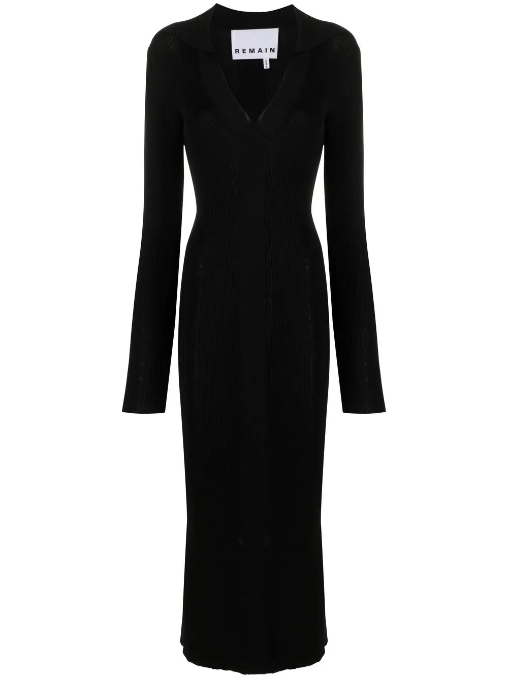 

REMAIN Joy V-neck long sleeve midi dress - Black