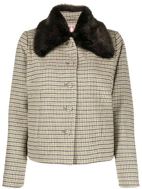 Shrimps Oak faux-fur collar single-breasted jacket