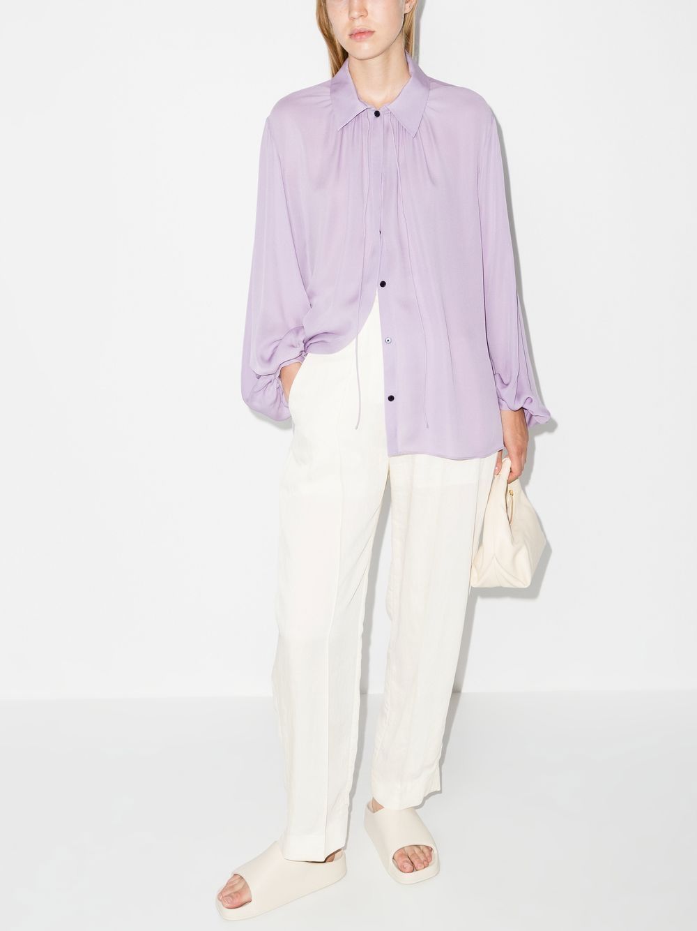 KHAITE tie-fastening long-sleeve Blouse - Farfetch