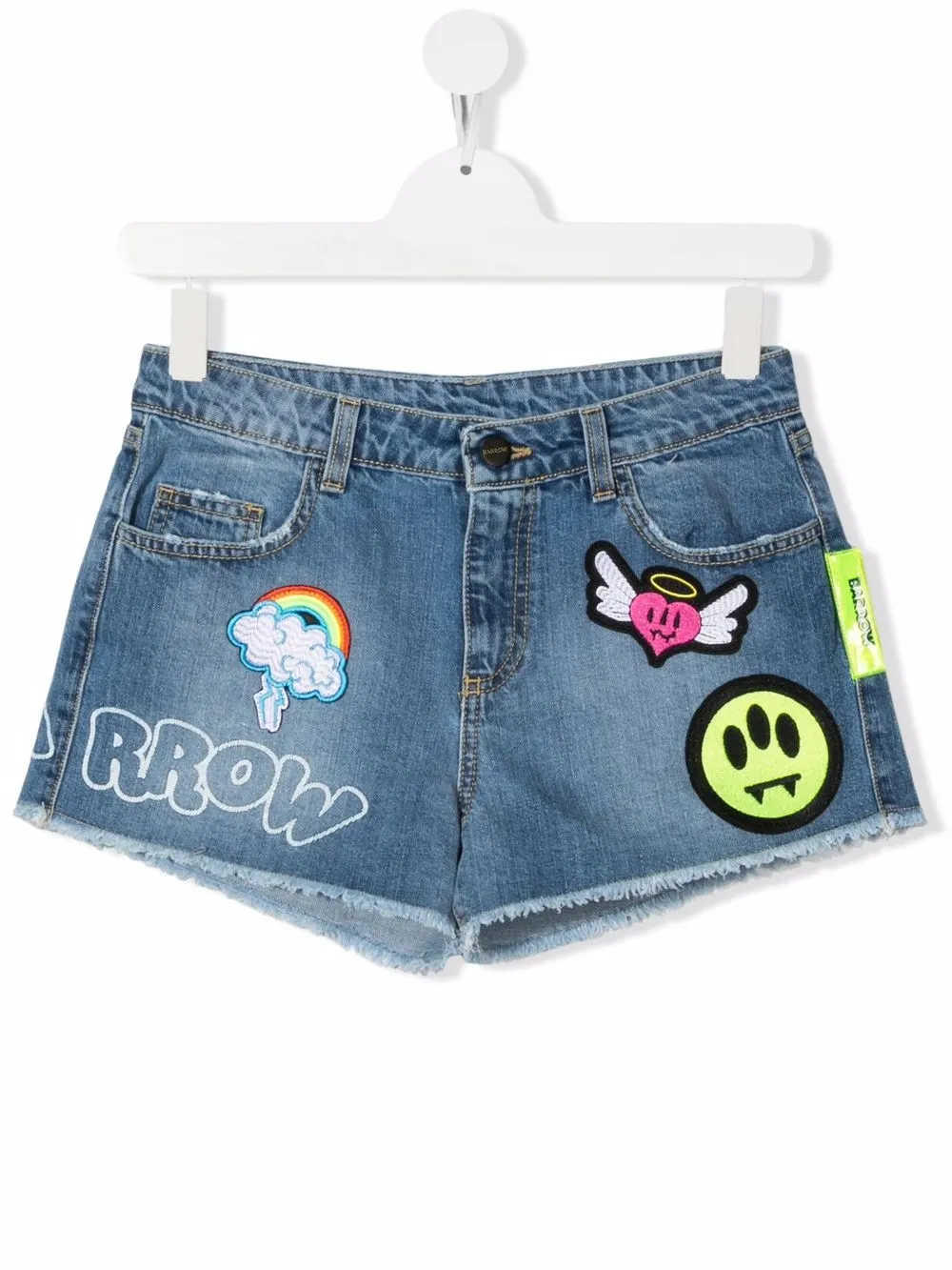 

Barrow kids TEEN embroidered patch denim shorts - Blue