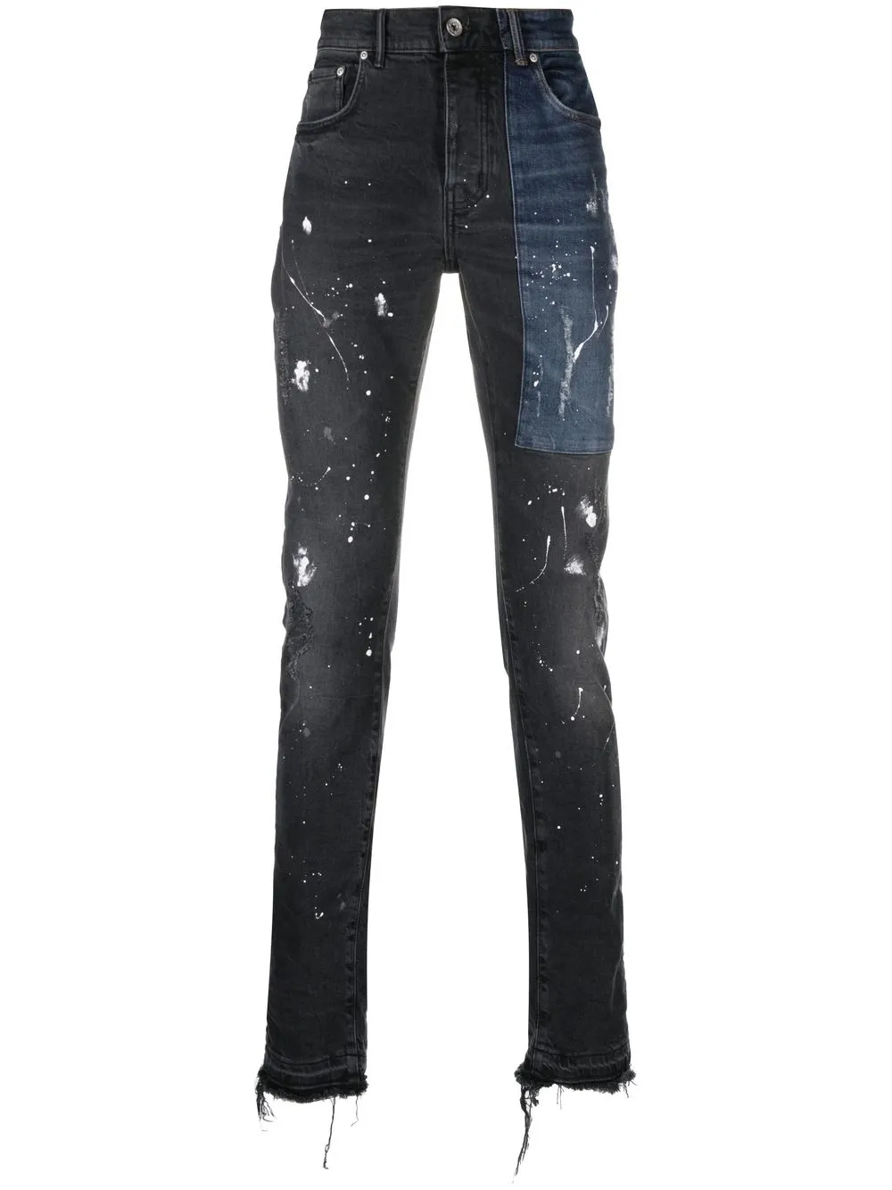 

Purple Brand jeans slim con motivo de salpicaduras de pintura - Negro