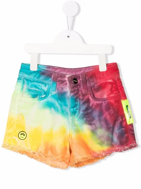 Barrow kids tie-dye print denim shorts