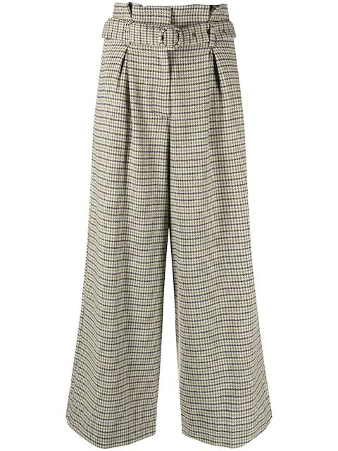 Shrimps Rory houndstooth wide-leg pleated trousers