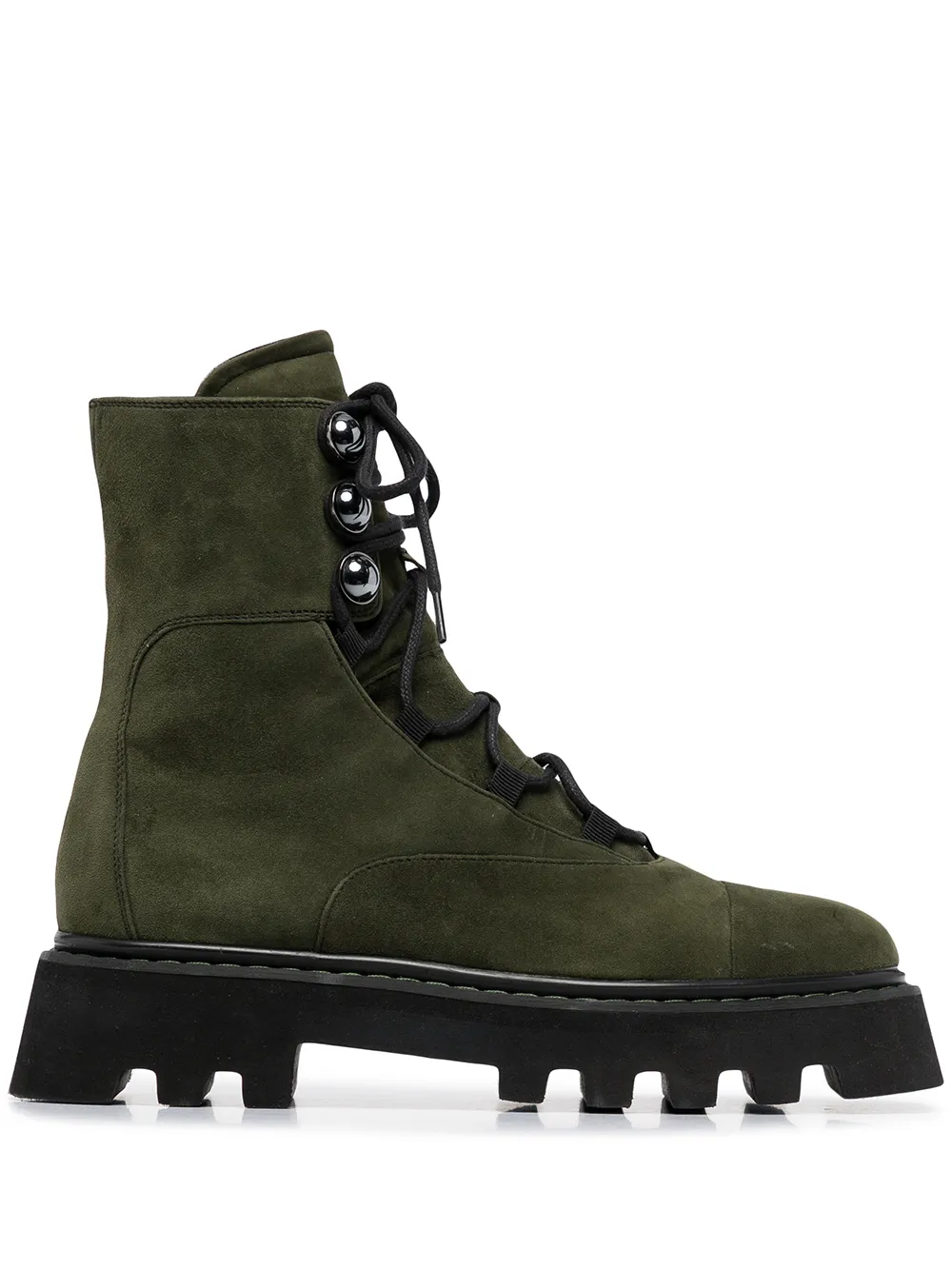 

Nicholas Kirkwood PEARLOGY suede combat boots - Green