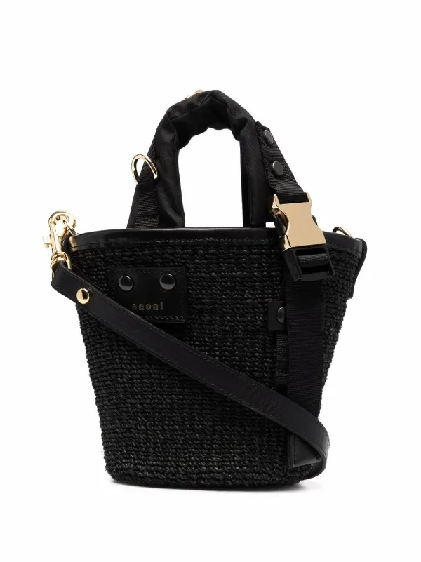 Sacai Micro Marche Woven Bucket Bag in Black