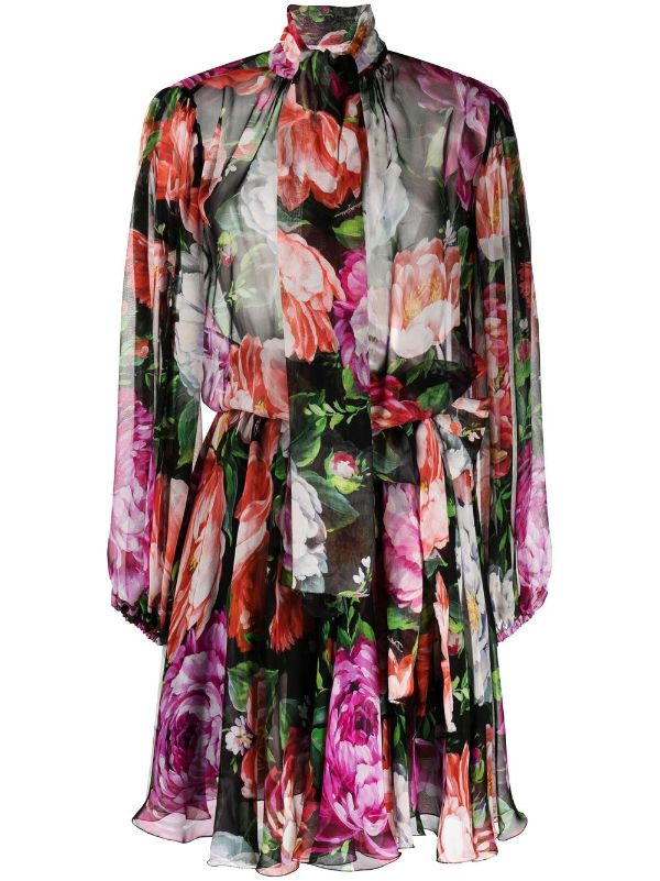 Dolce & Gabbana floral-print Pussybow Silk Dress - Farfetch