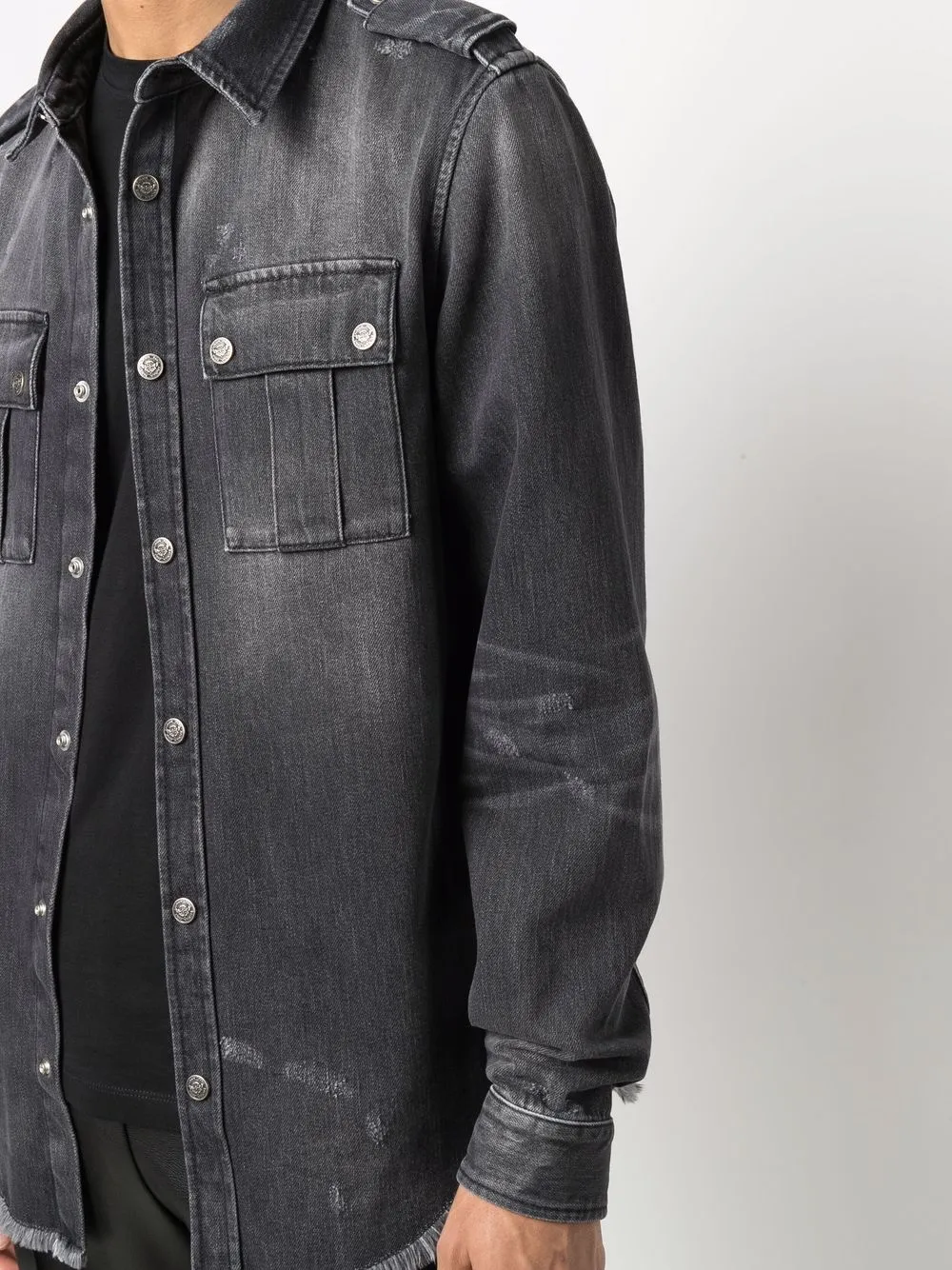 Balmain Distressed Denim Shirt Farfetch