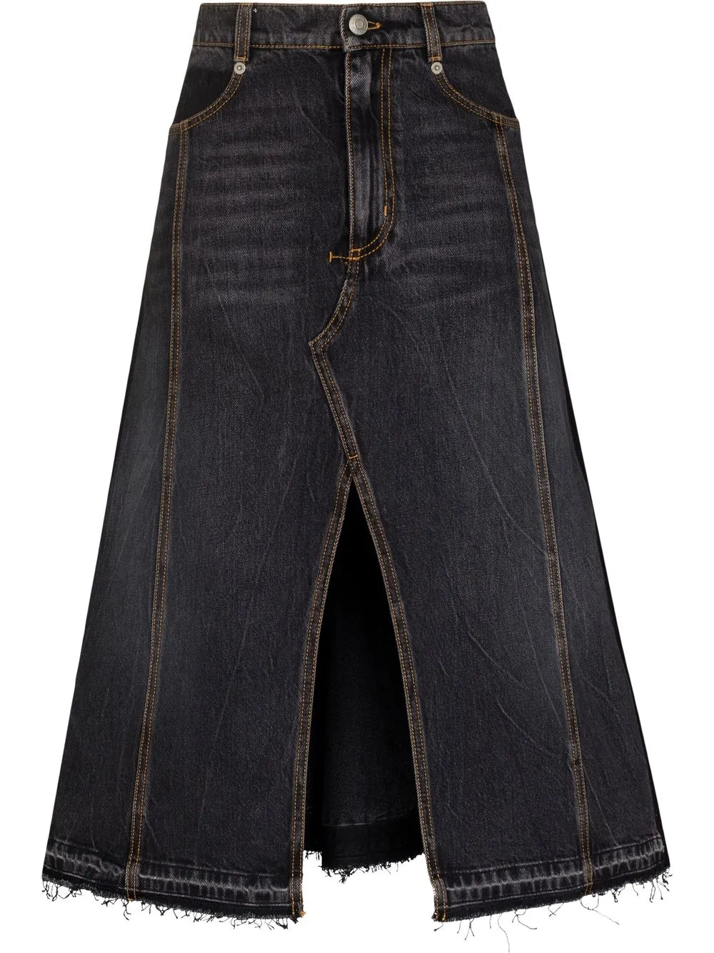 

Alexander McQueen slit-detail denim skirt - Grey