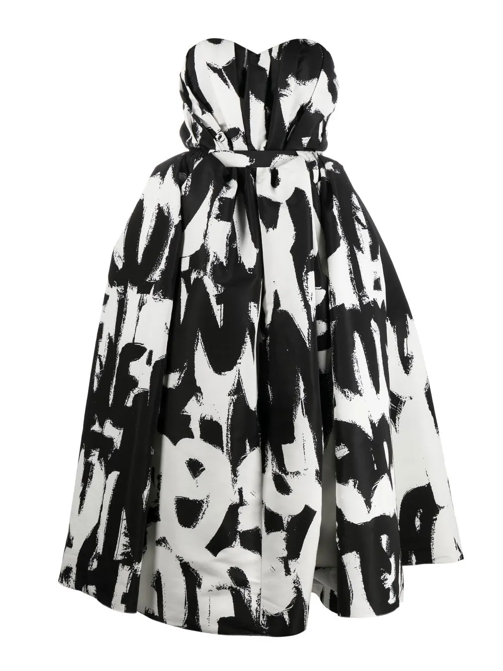 

Alexander McQueen McQueen Graffiti print strapless dress - 1090 BLACK WHITE