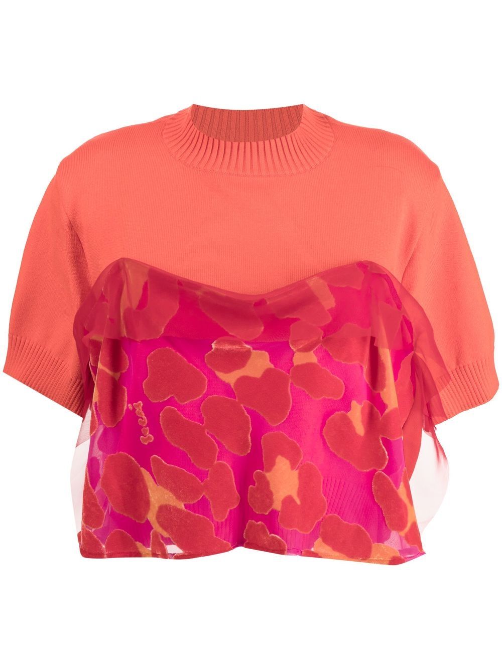 Sacai Leopard-print Knitted Top In Orange