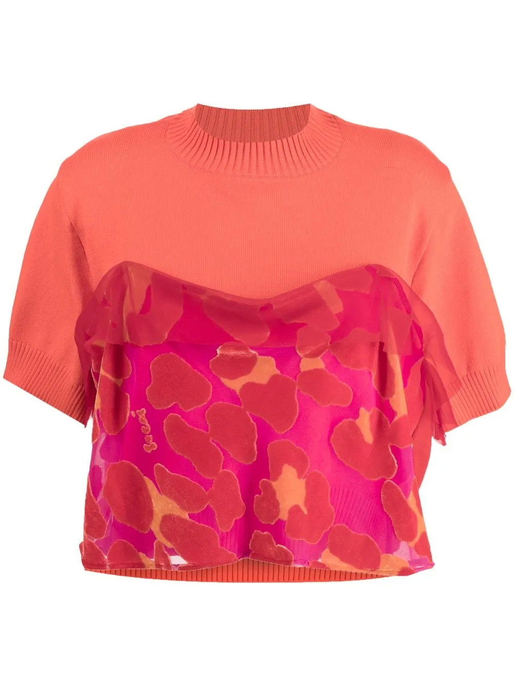 

sacai leopard-print knitted top - Orange