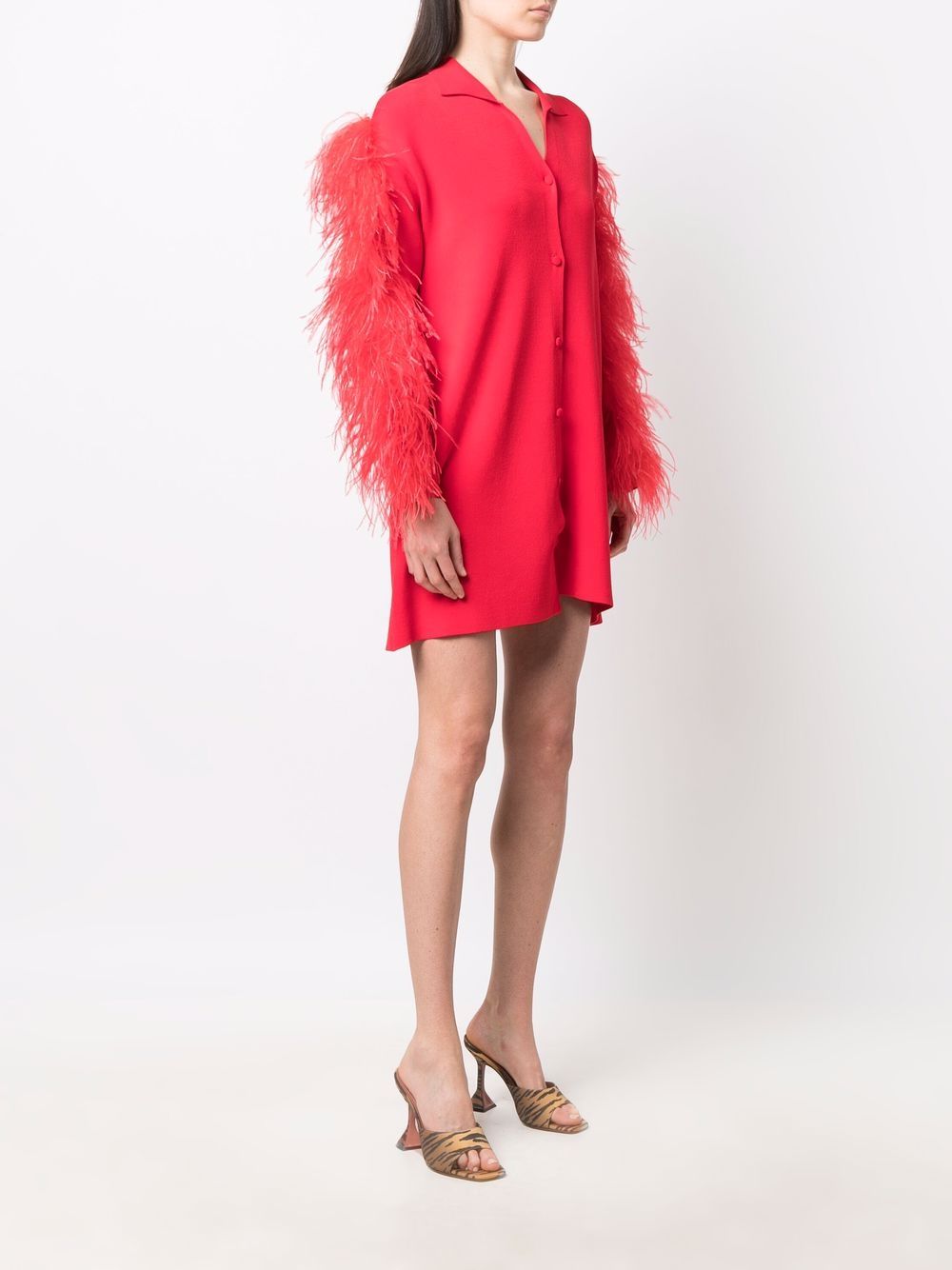 фото Antonella rizza medea feather-trim shirt dress