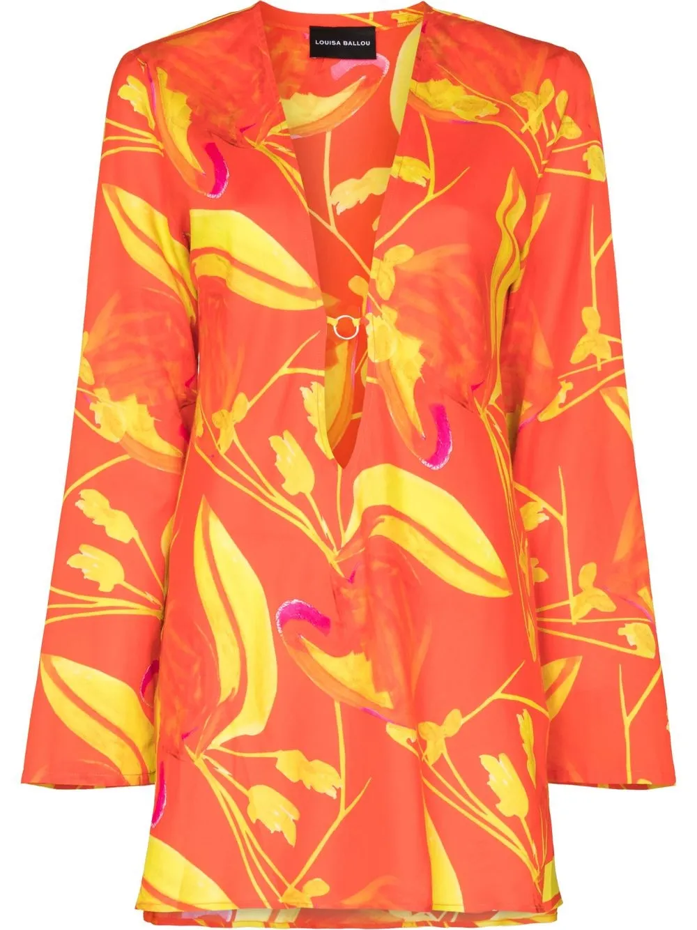 

Louisa Ballou floral-print V-neck dress - Orange