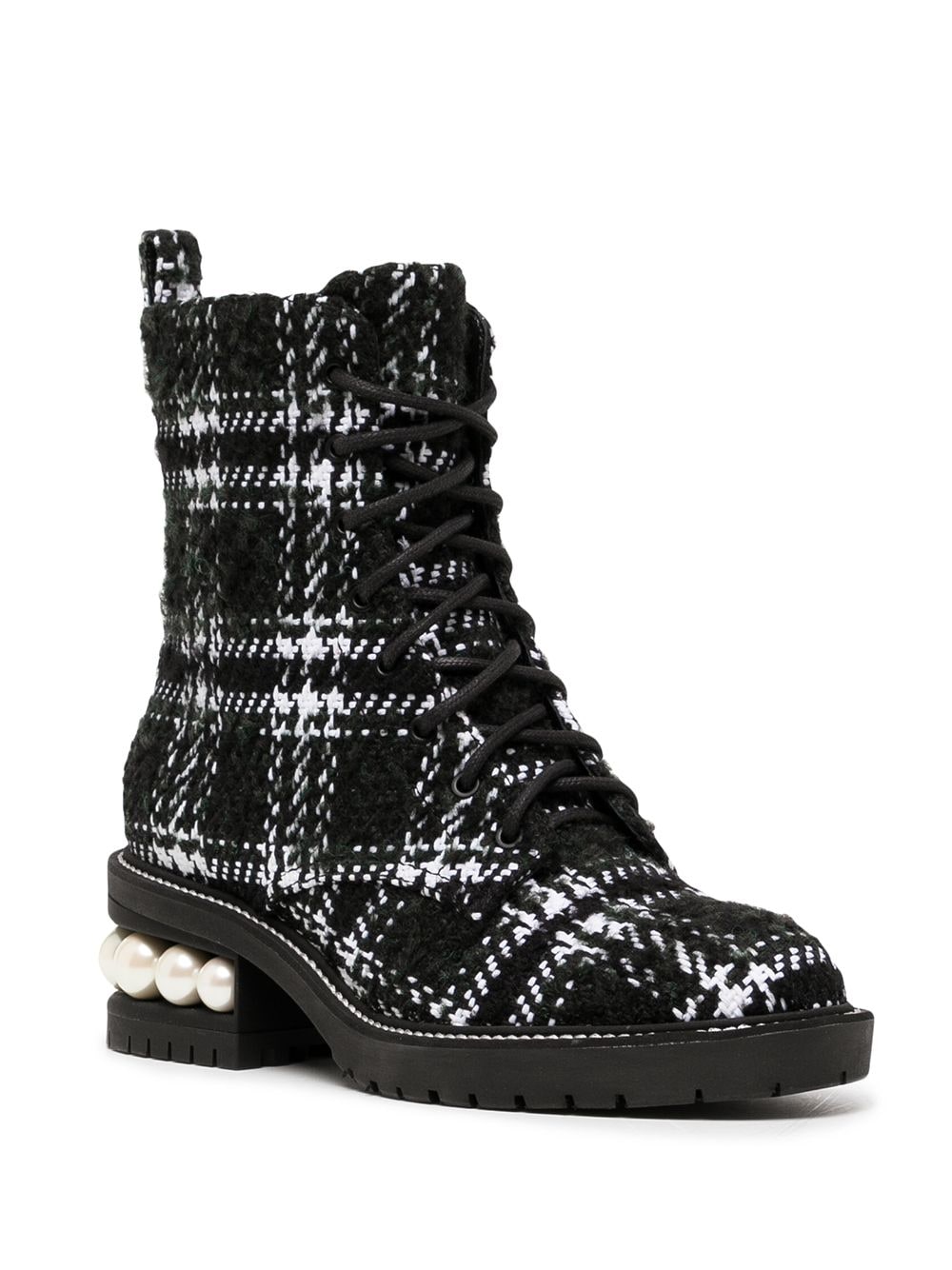 Nicholas Kirkwood Pearlogy Leather Combat Boots in Black