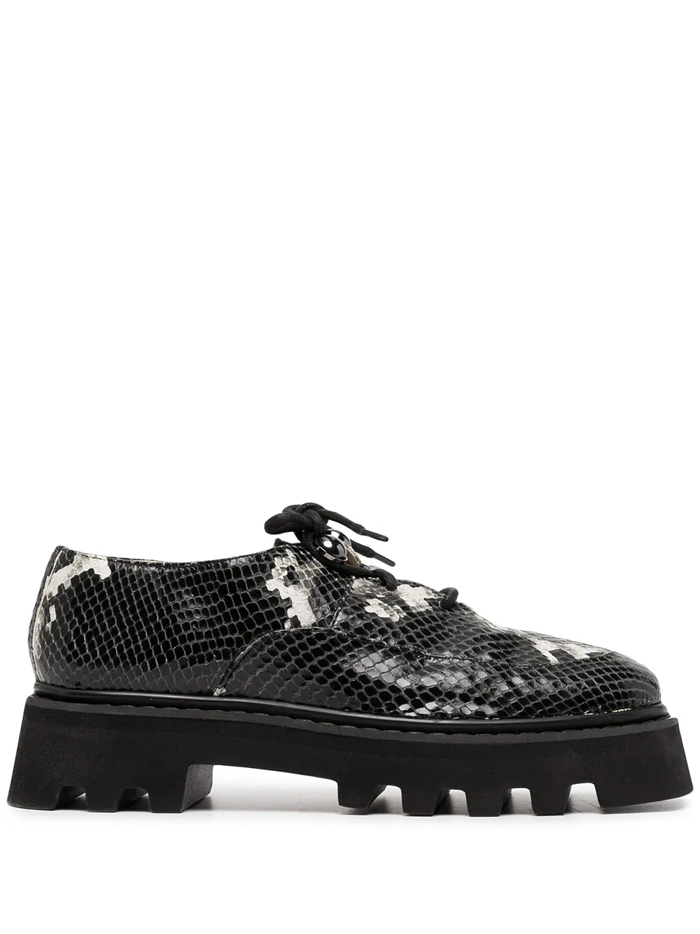 

Nicholas Kirkwood PEARLOGY snake-print derby shoes - Black