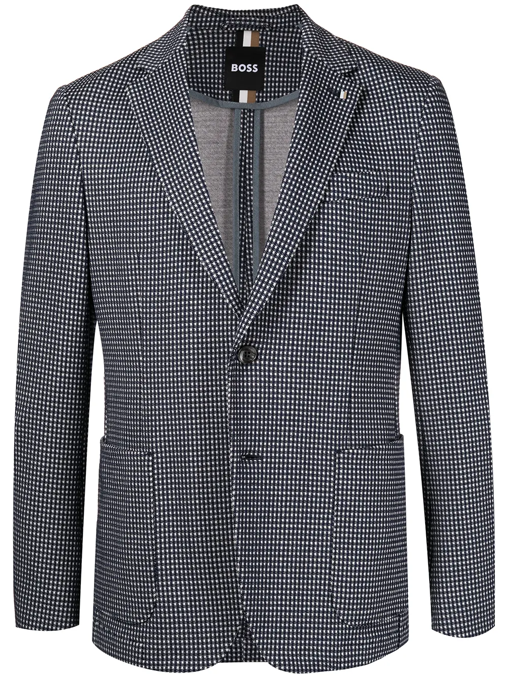 

BOSS gingham-check single-breasted blazer - Grey