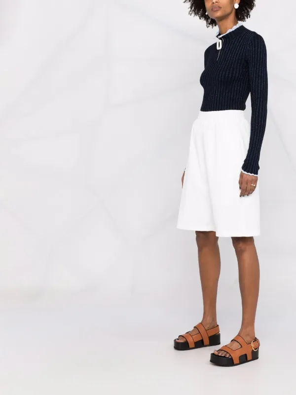 high-waisted knee-length shorts 