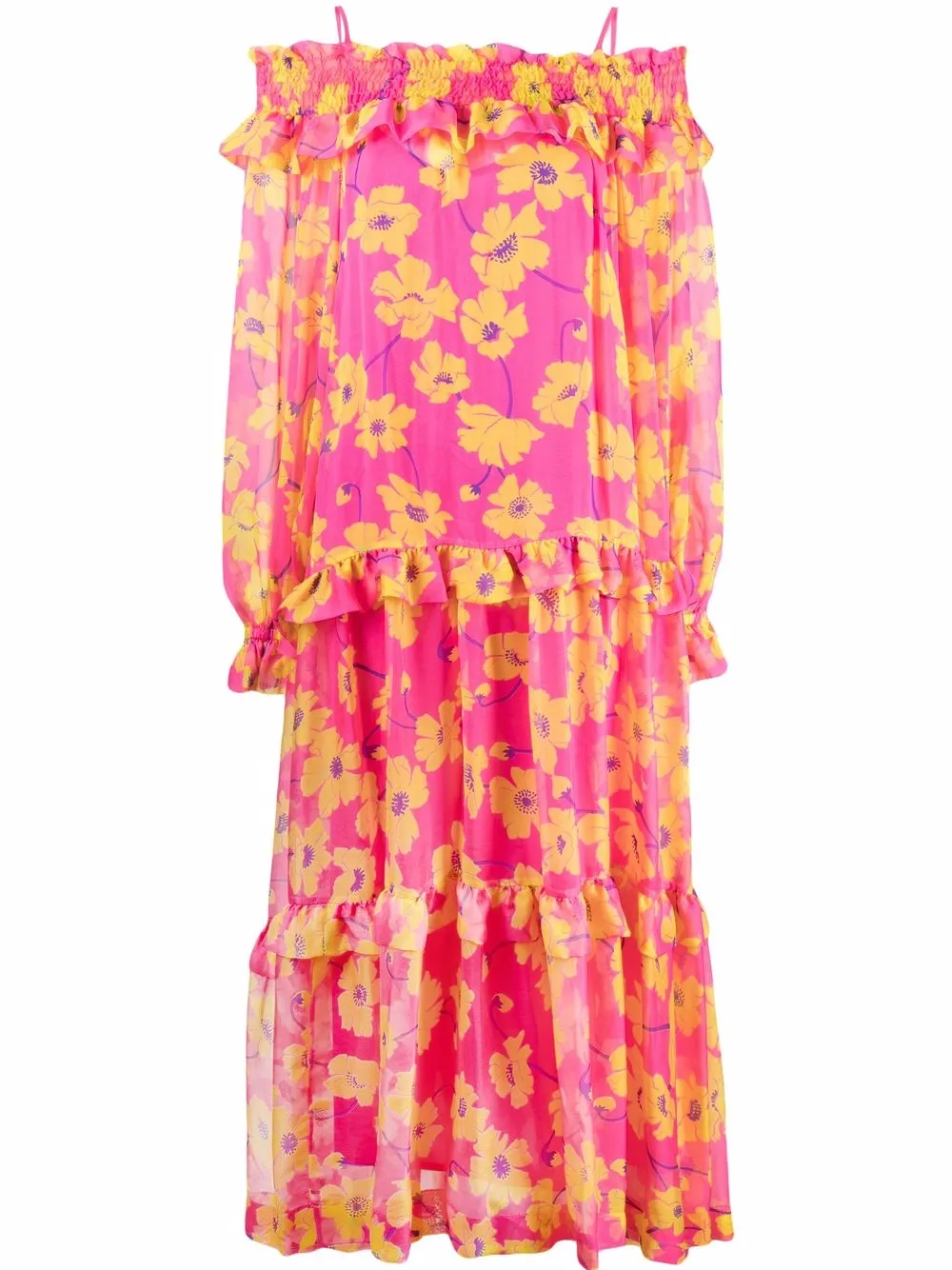 

P.A.R.O.S.H. off-shoulder floral-print dress - Pink