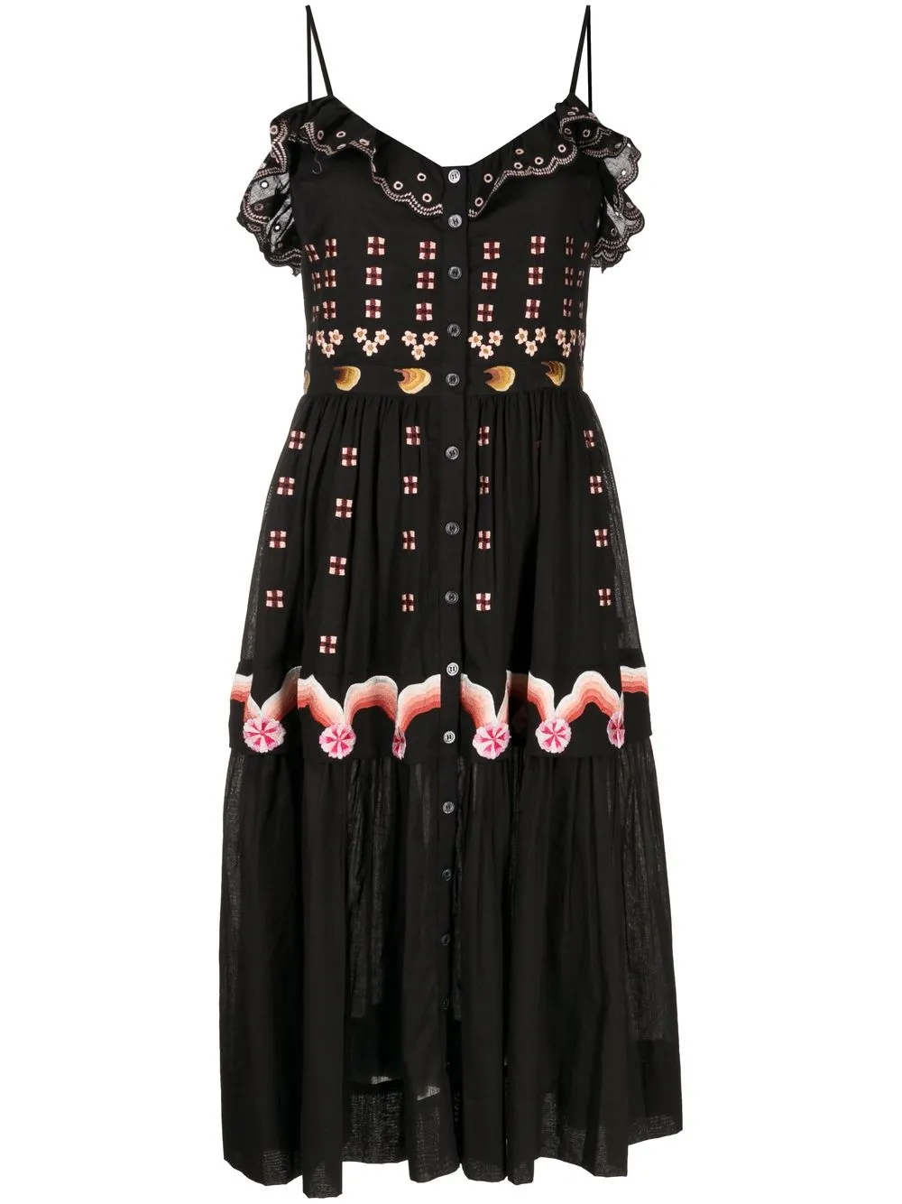 

Temperley London vestido midi Valerie - Negro