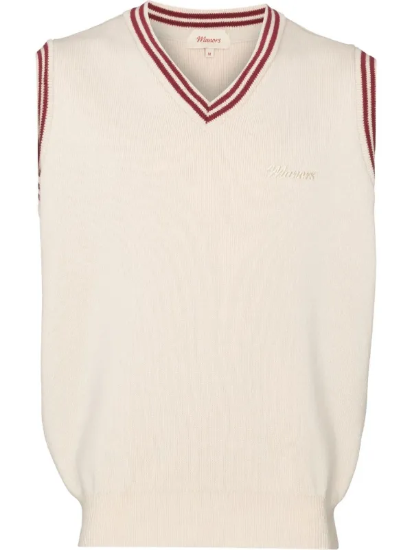 Manors Golf Logo-Embroidered Knit Vest - Neutrals