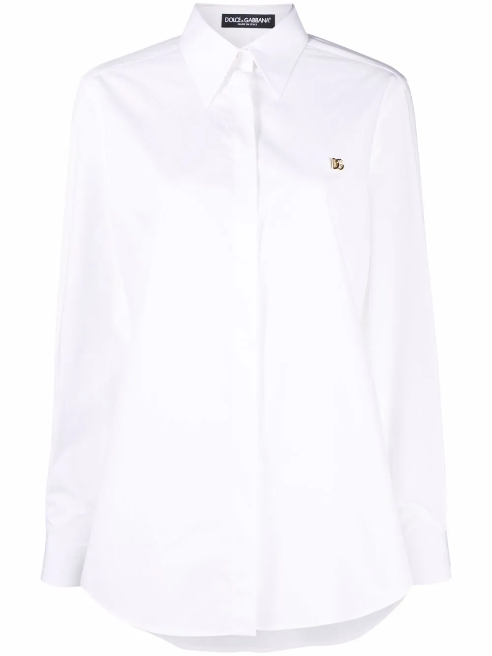 

Dolce & Gabbana logo-plaque pointed-collar cotton shirt - White