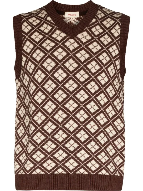 Manors Golf check-pattern Knitted Vest 