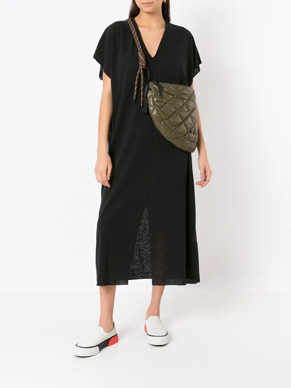 Osklen Midi-jurk met V-hals - Zwart