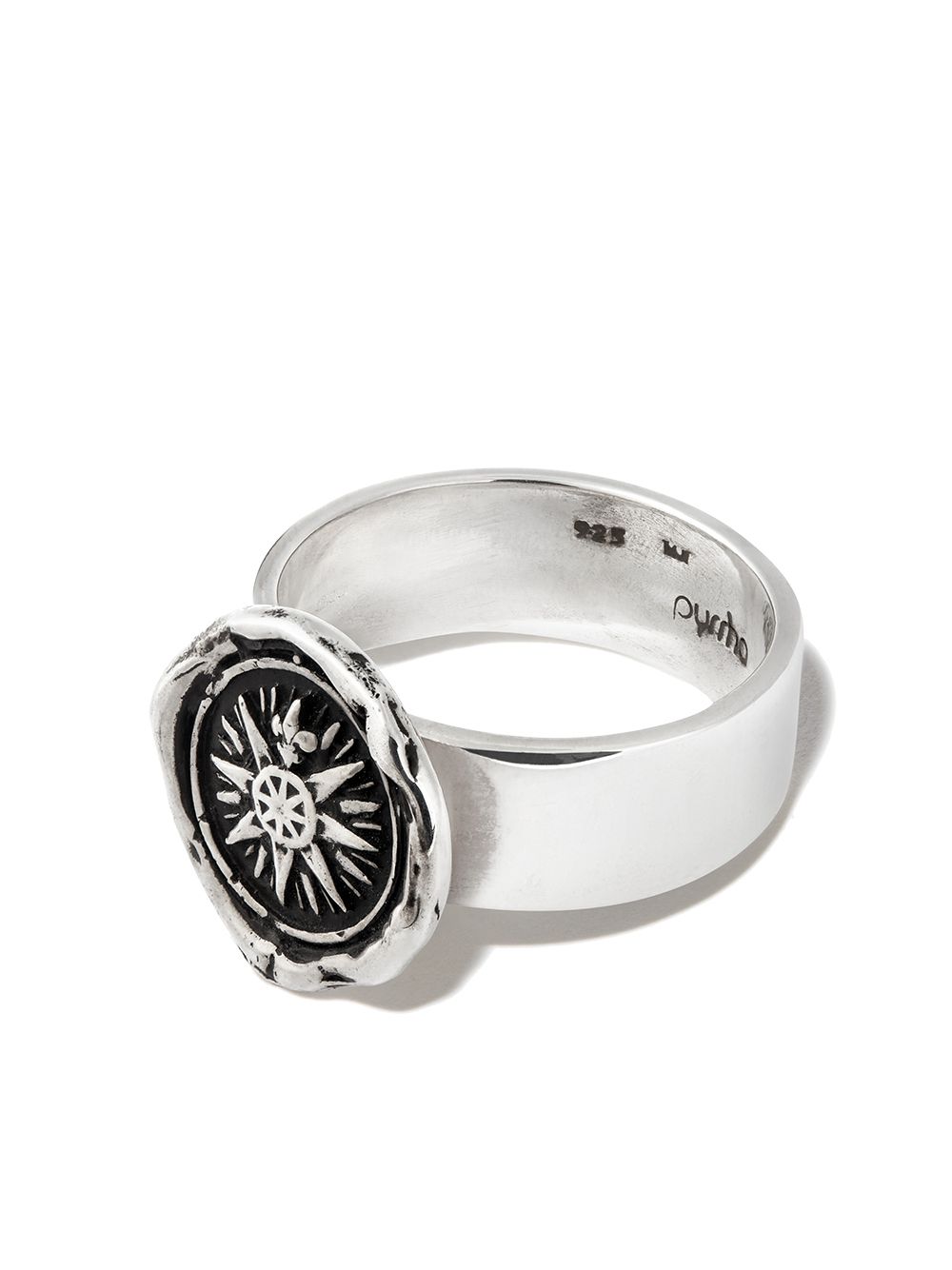 Pyrrha Sterling Silver Direction Signet Ring In Silber