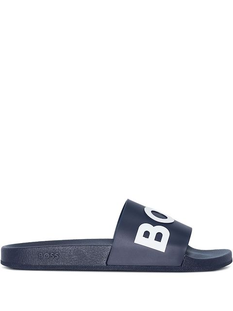 BOSS logo-embossed slides
