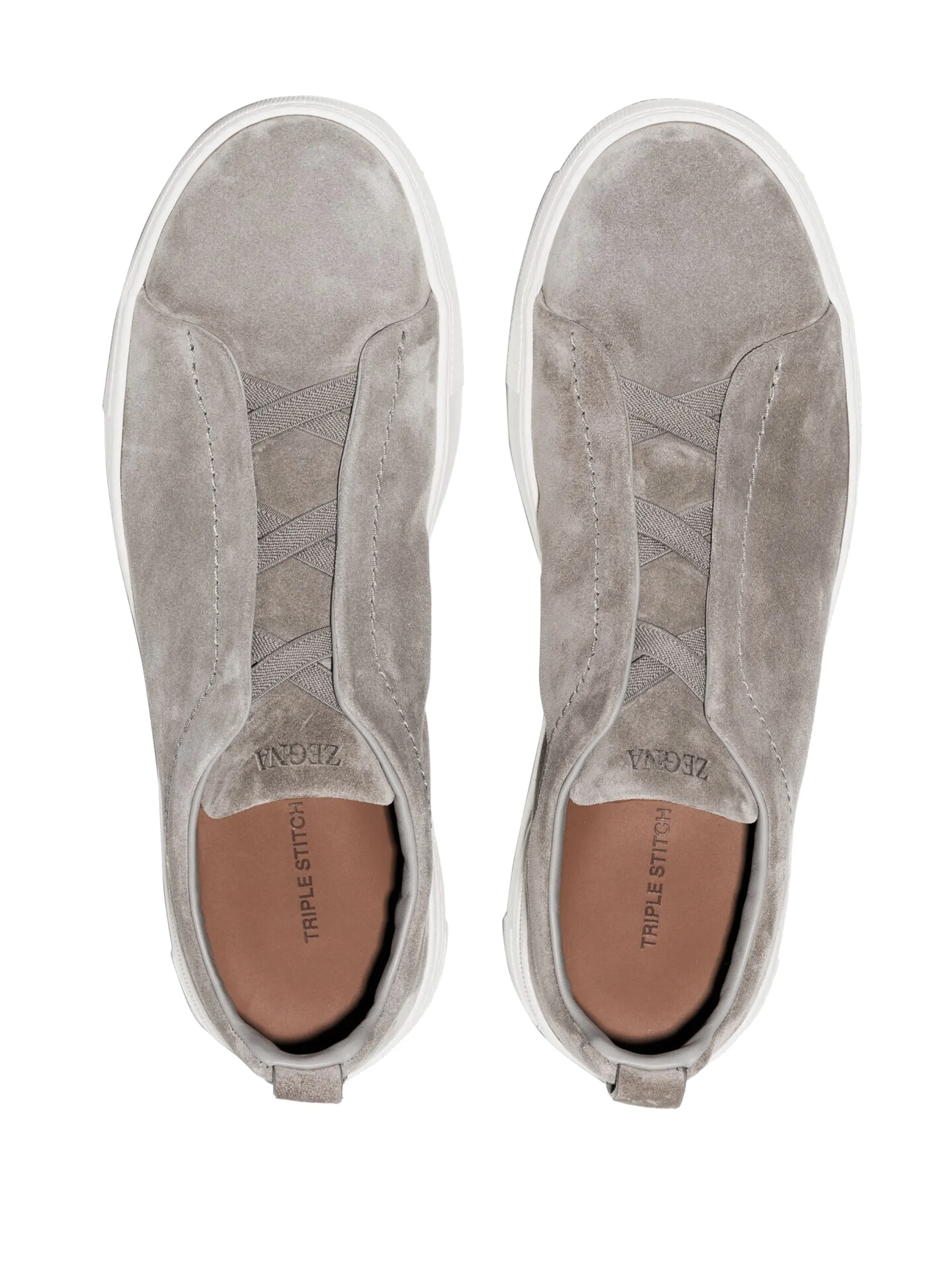 Zegna Triple Stitch Suede Sneakers Grey