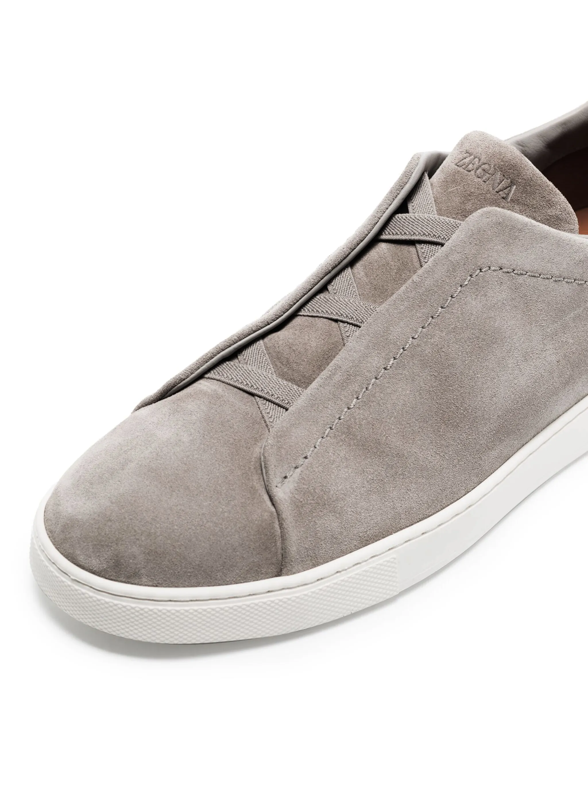 Zegna Triple Stitch Suede Sneakers Grey
