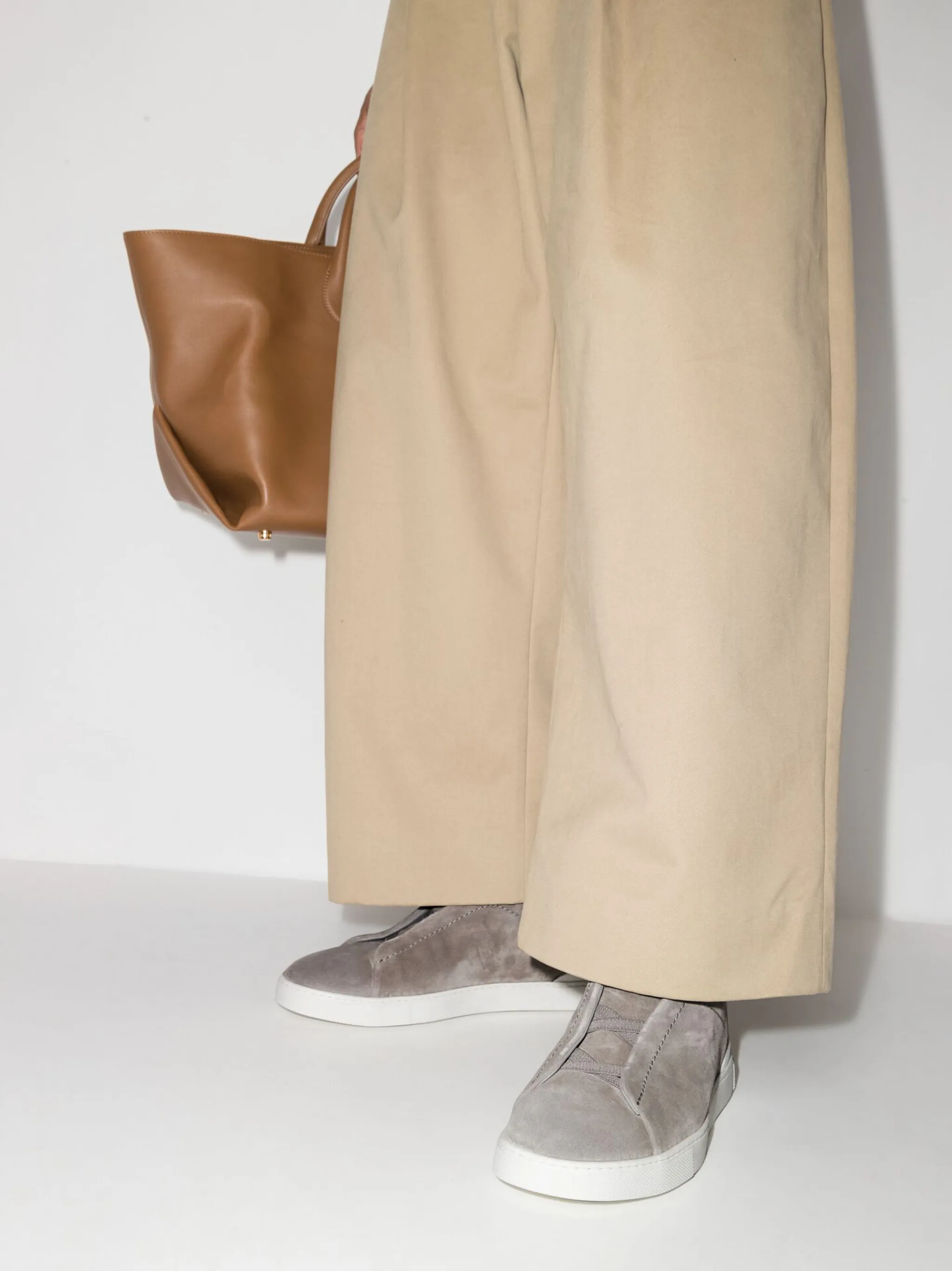 Zegna Triple Stitch Suede Sneakers Grey