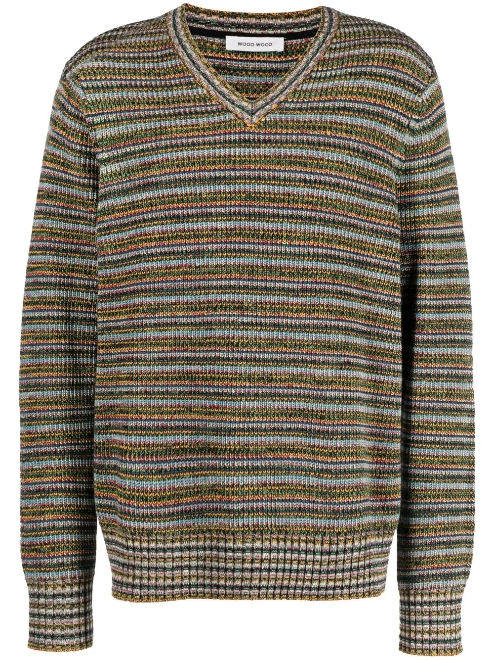 

Wood Wood striped V-neck jumper - Blue