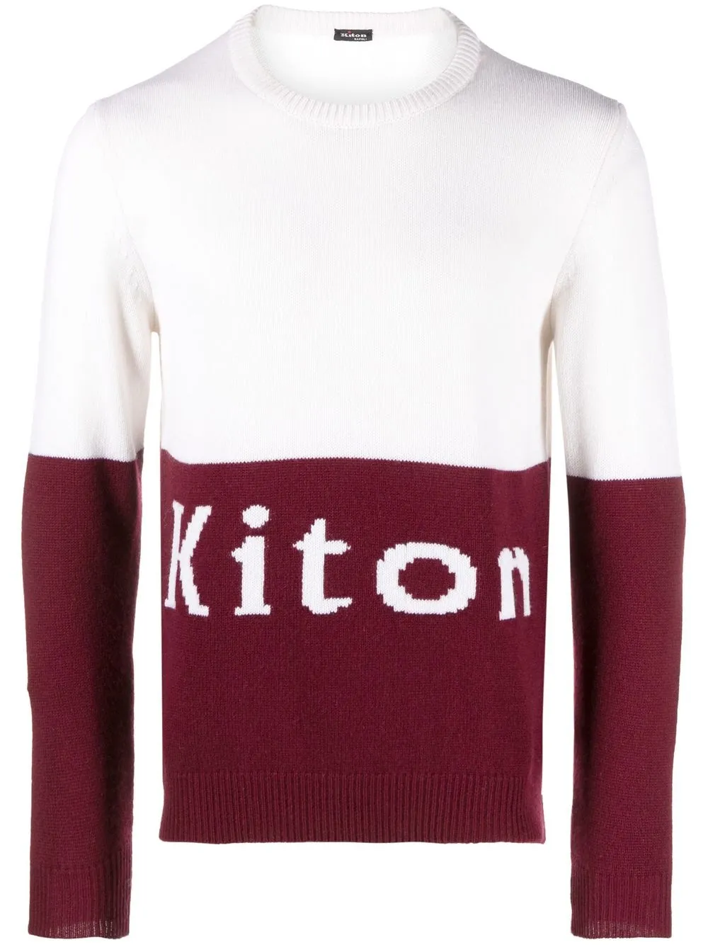 

Kiton intarsia-logo crew-neck cashmere jumper - White