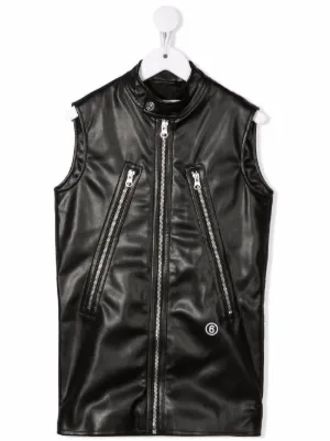 Nero Gilet con cuoio sintetico Farfetch Abbigliamento Cappotti e giubbotti Gilet 