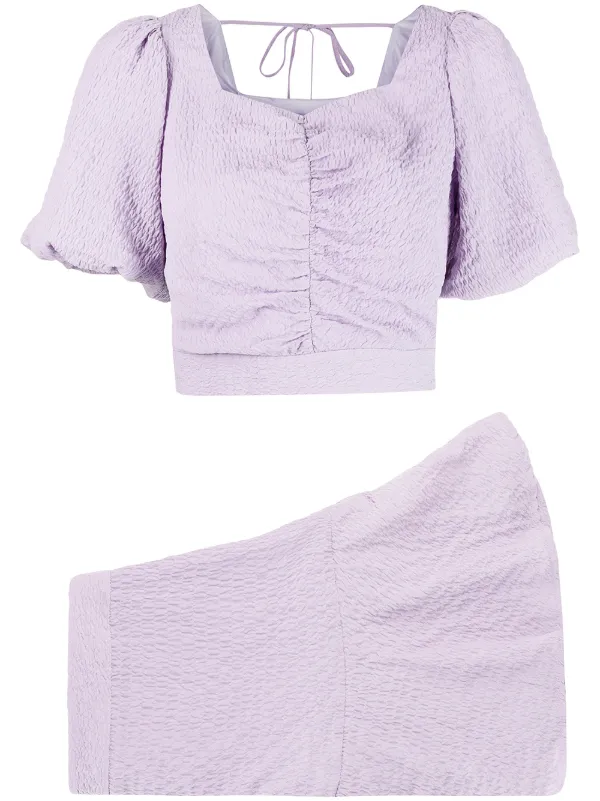 b+ab Ruched Puff Sleeve Top And Skirt 