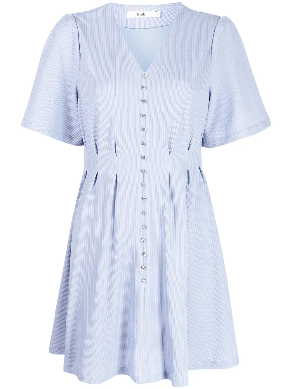 

b+ab short-sleeved pleat-waist flared dress - Blue