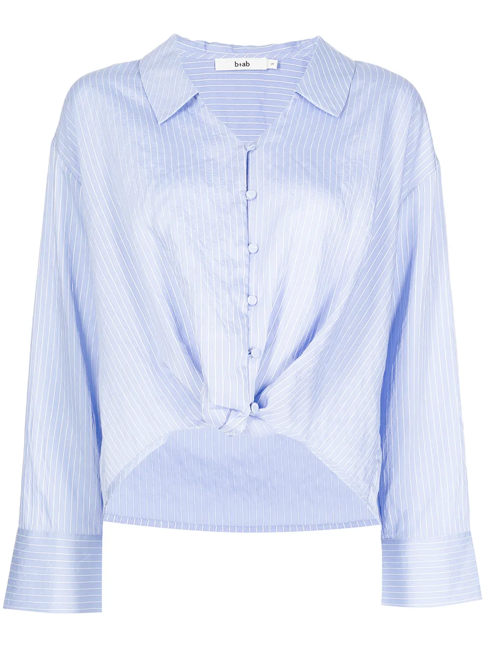 фото B+ab striped knot-front shirt