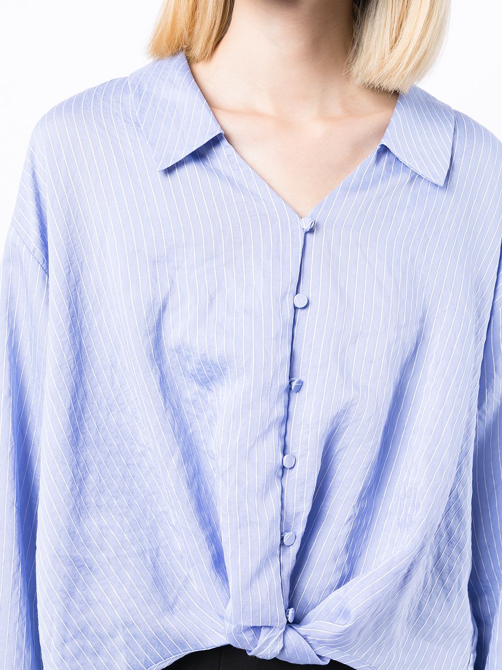 фото B+ab striped knot-front shirt