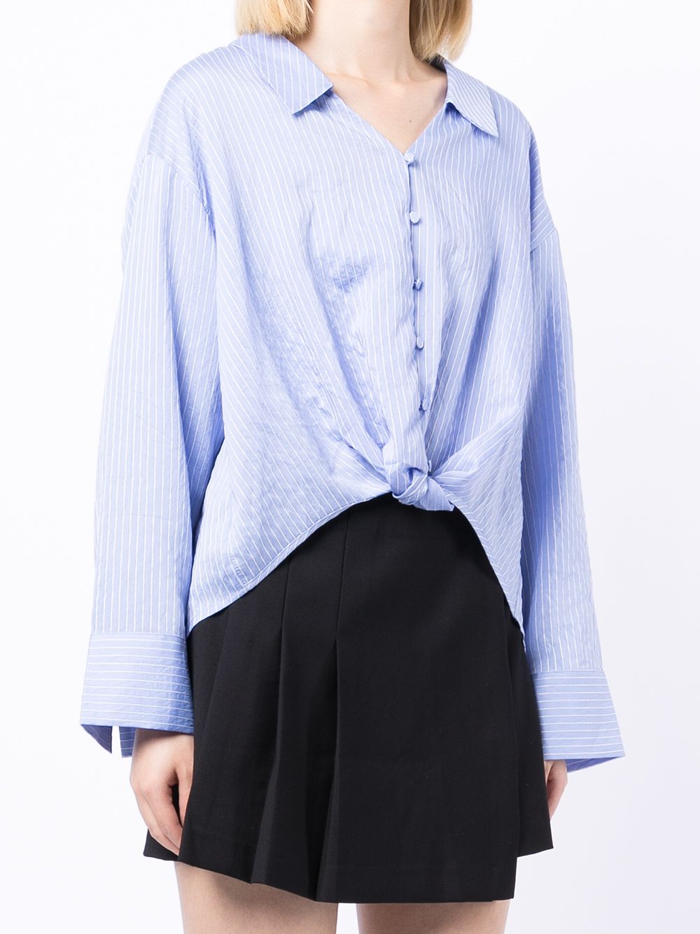 фото B+ab striped knot-front shirt