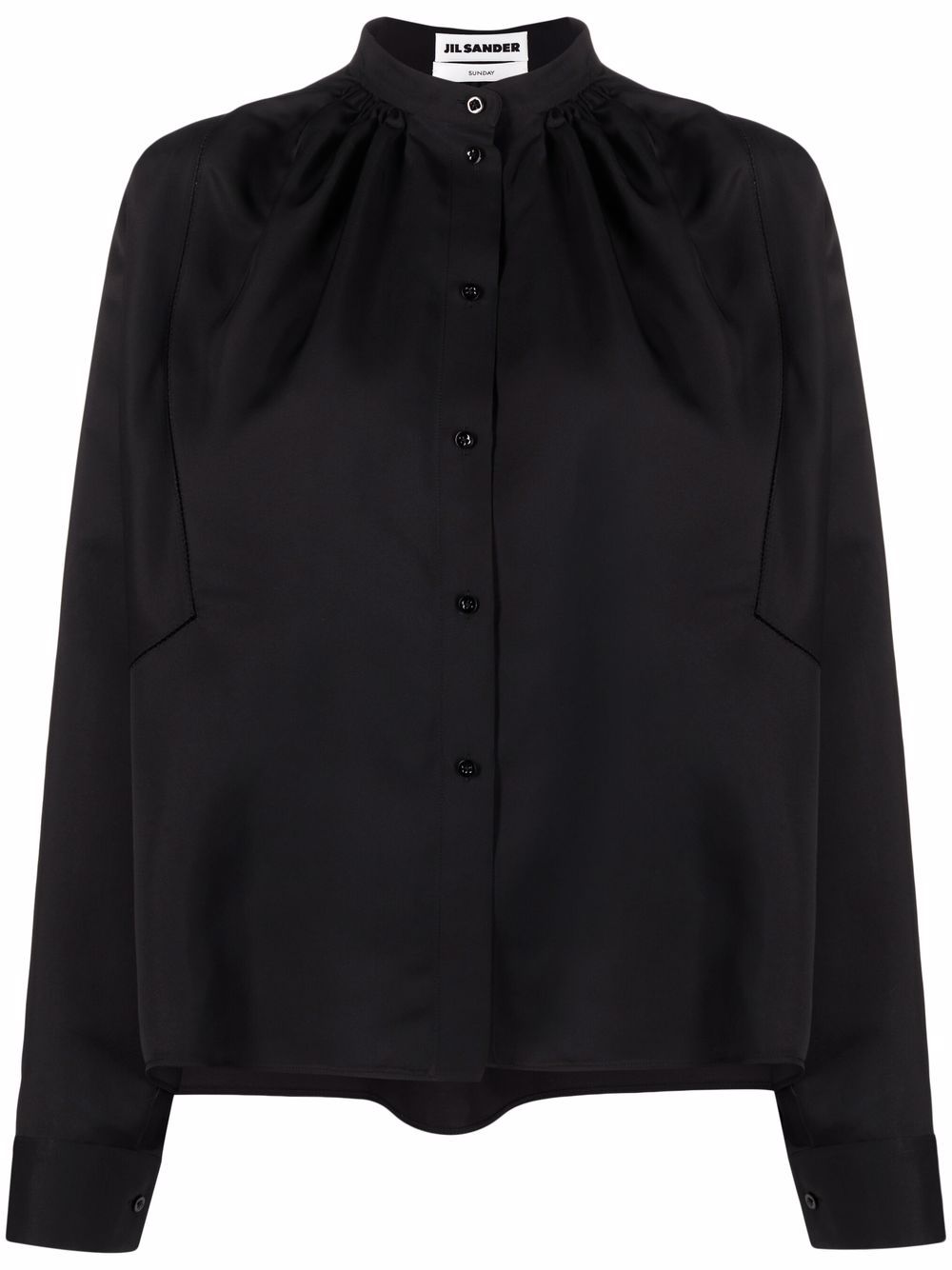 

Jil Sander camisa con cuello mao - Negro