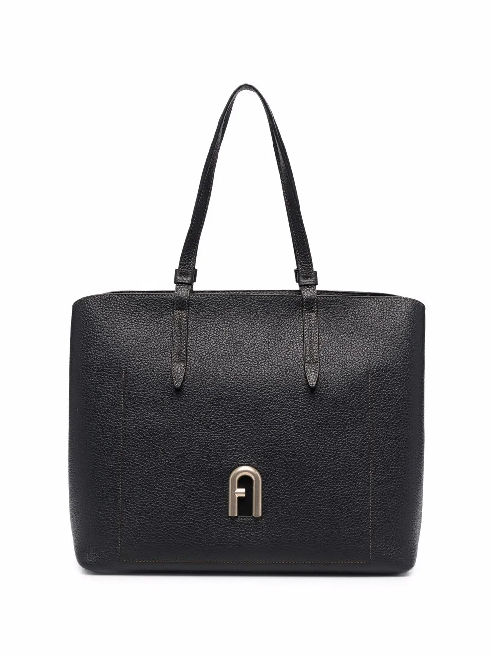 

Furla logo-plaque leather tote bag - Black