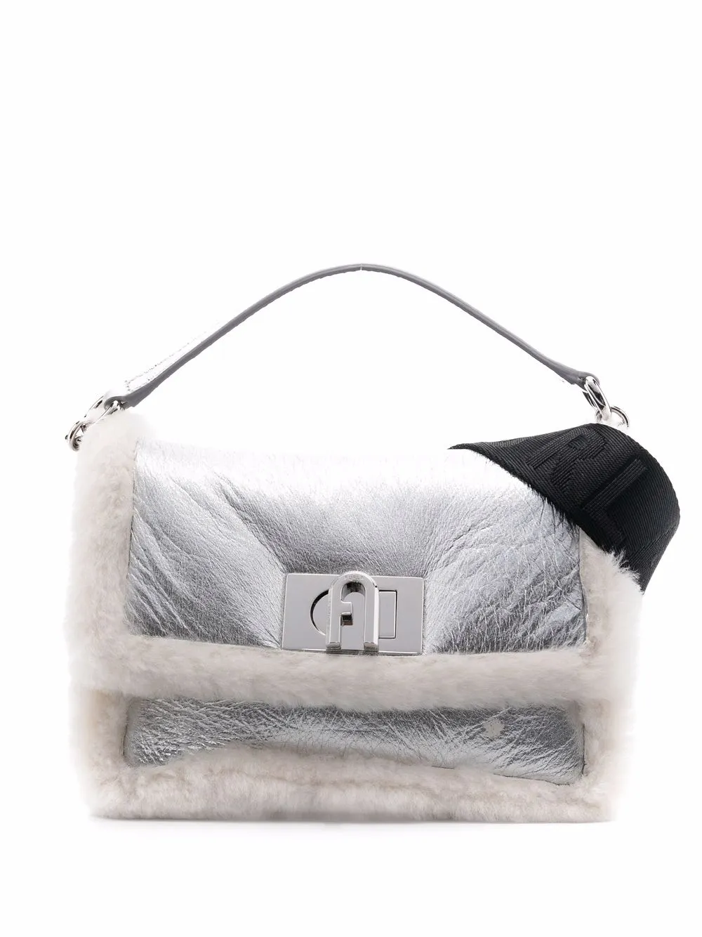 

Furla shearling-trim tote bag - Silver