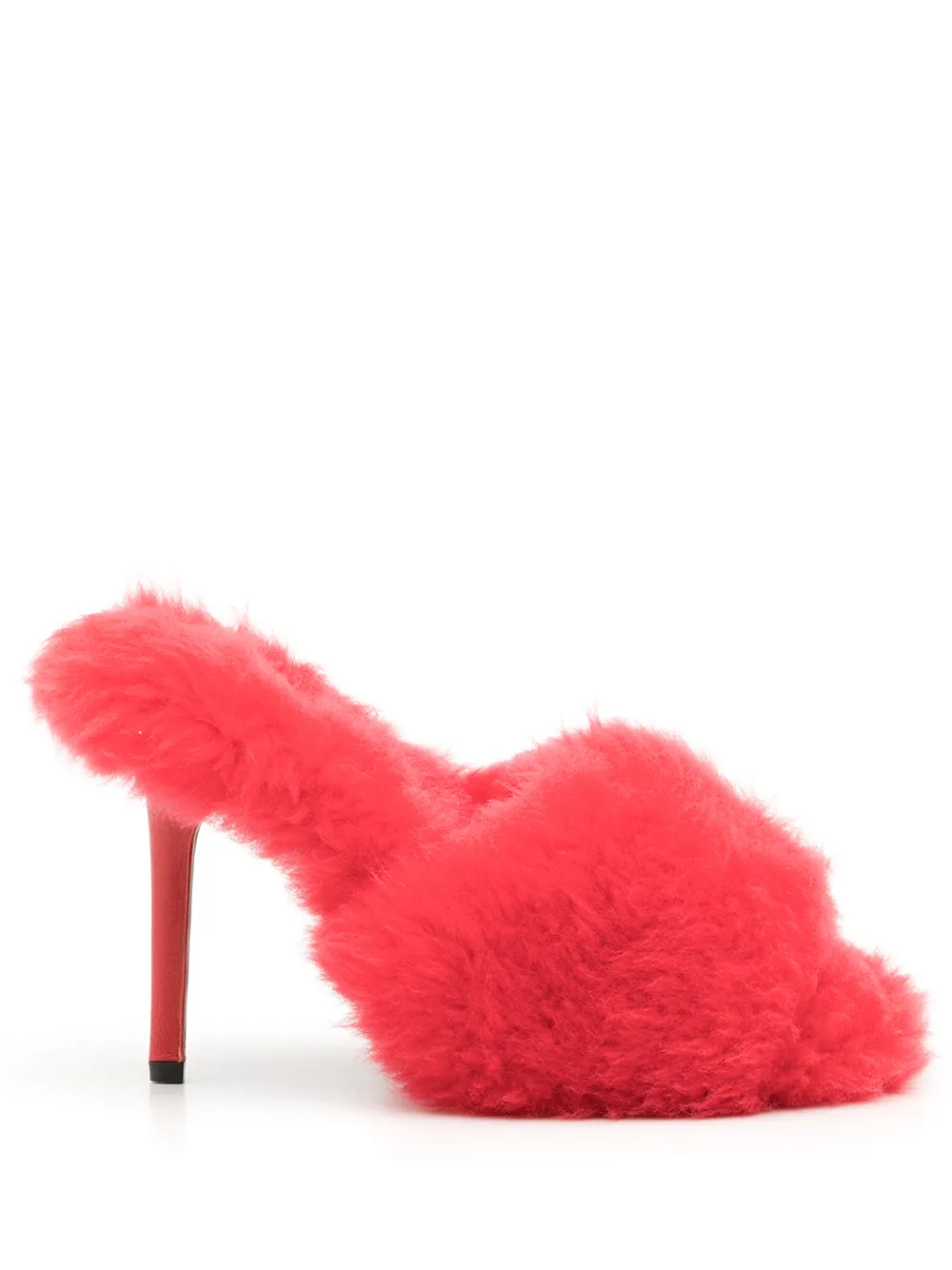 Andrea Bogosian Benigna Shearling 105mm Mules In Red