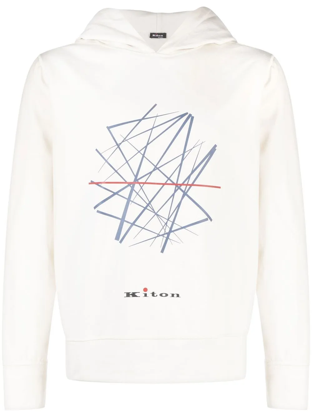 

Kiton logo print cotton hoodie - White
