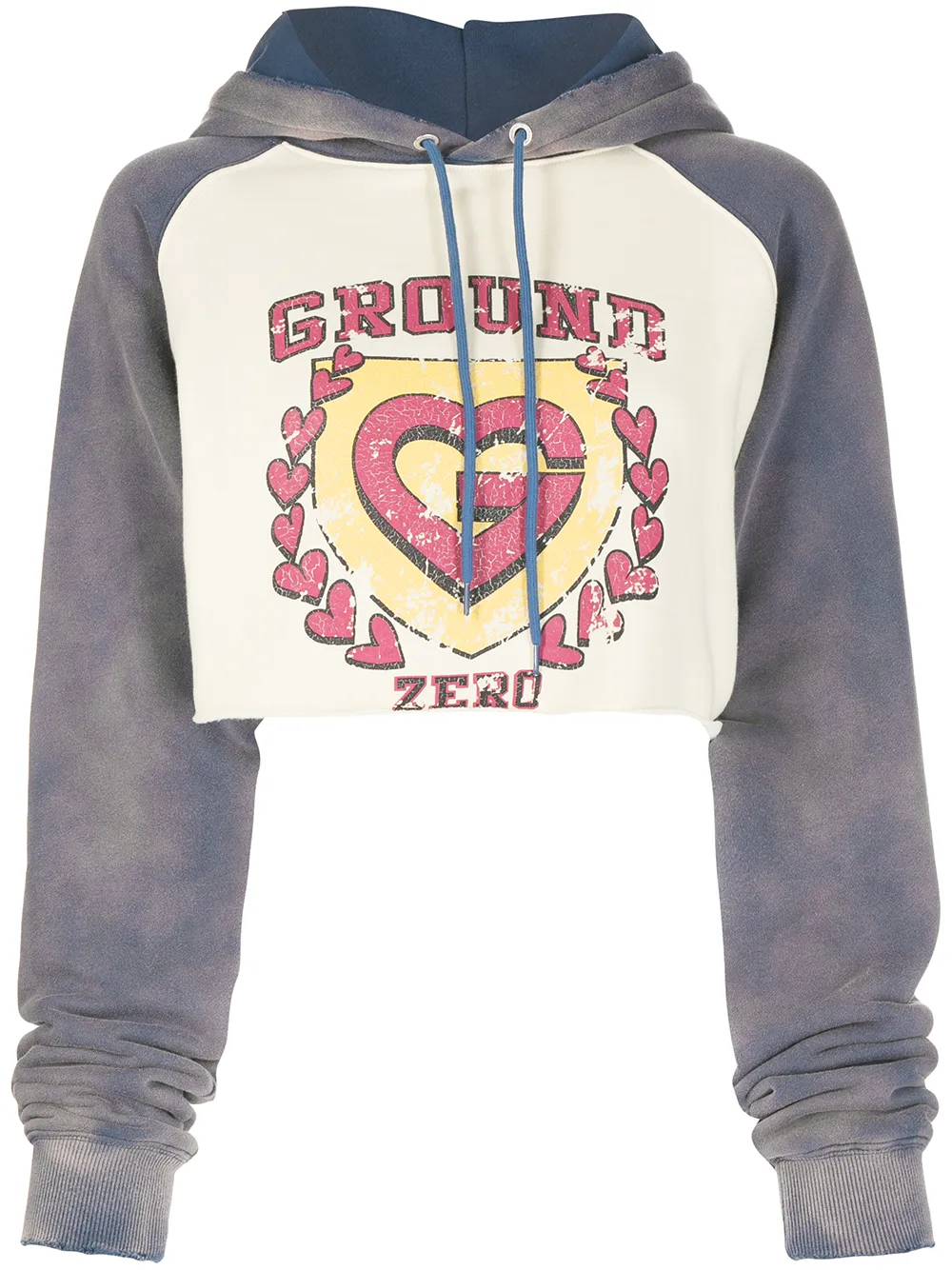 

Ground Zero logo-point cropped hoodie - Blue