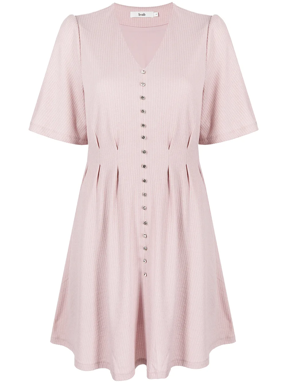 

b+ab short-sleeved pleat-waist flared dress - Pink